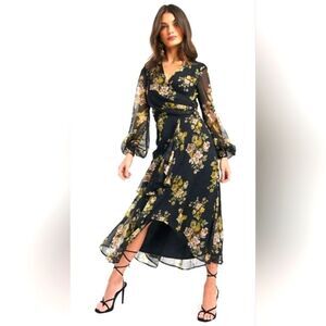 ASOS Design Wrap Waist Floral‎ Midi Dress - Size 22